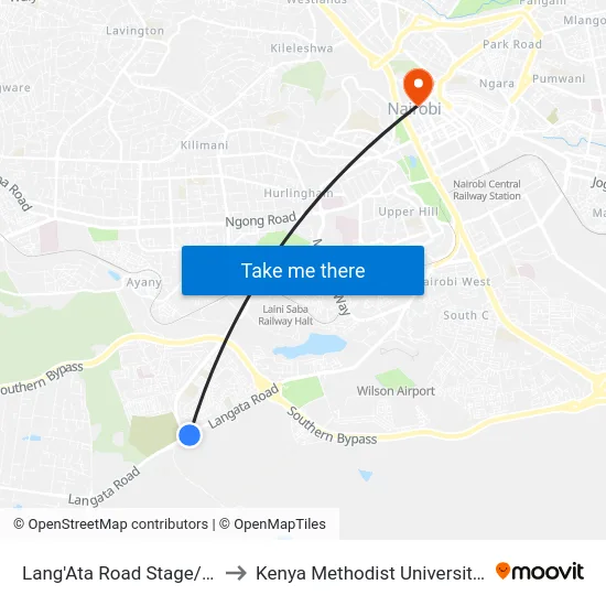 Lang'Ata Road Stage/St. Mary's H to Kenya Methodist University (Kemu Hub) map