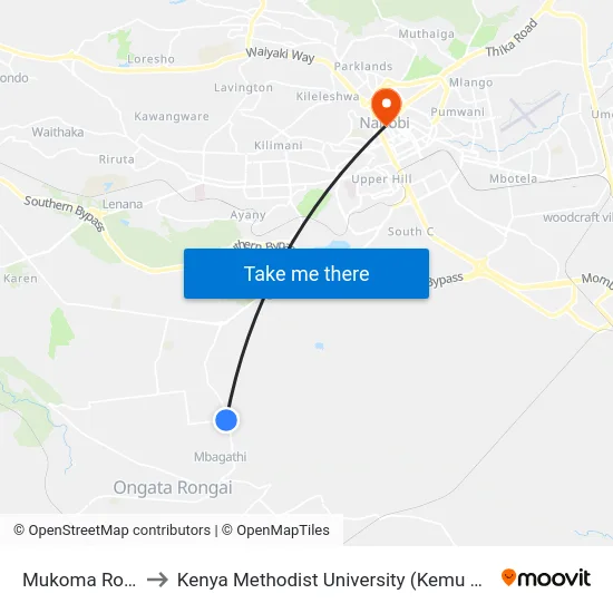 Mukoma Road to Kenya Methodist University (Kemu Hub) map