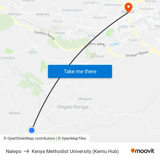 Nalepo to Kenya Methodist University (Kemu Hub) map