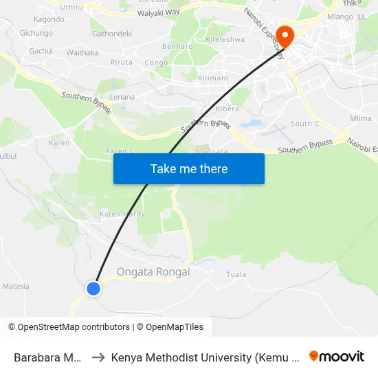 Barabara Mpya to Kenya Methodist University (Kemu Hub) map