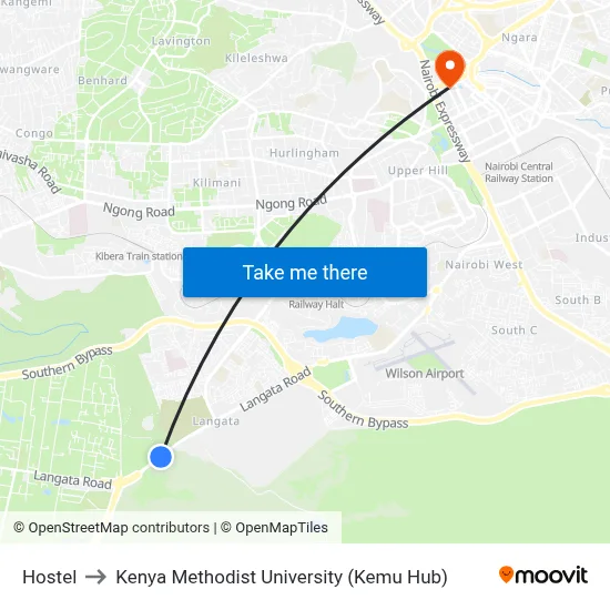 Hostel to Kenya Methodist University (Kemu Hub) map