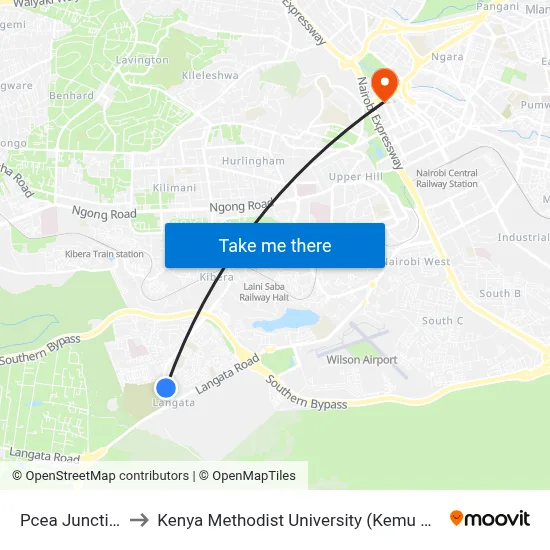 Pcea Junction to Kenya Methodist University (Kemu Hub) map
