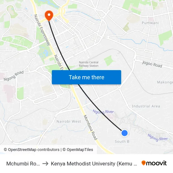 Mchumbi Road to Kenya Methodist University (Kemu Hub) map