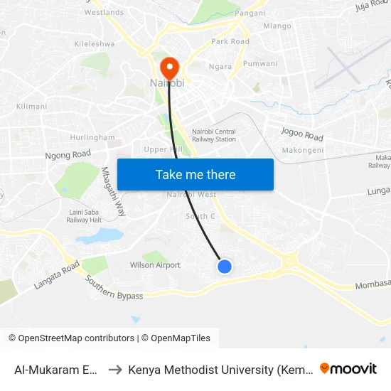 Al-Mukaram Estate to Kenya Methodist University (Kemu Hub) map