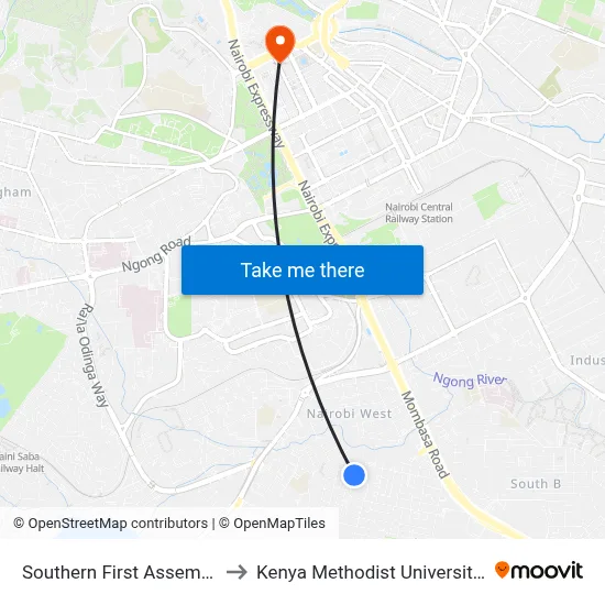 Southern First Assemblies Of God to Kenya Methodist University (Kemu Hub) map