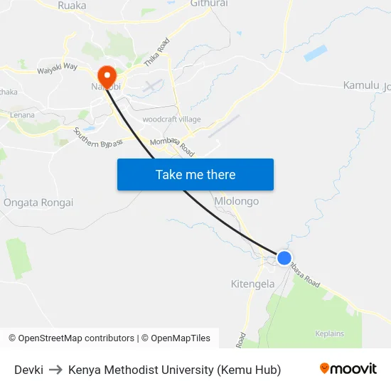 Devki to Kenya Methodist University (Kemu Hub) map