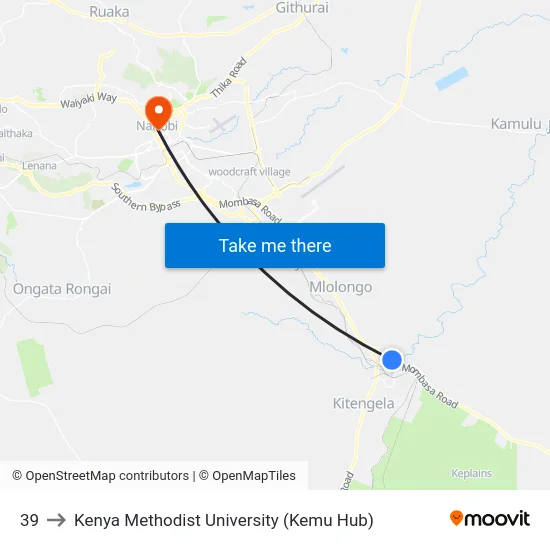 39 to Kenya Methodist University (Kemu Hub) map