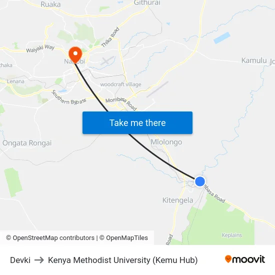 Devki to Kenya Methodist University (Kemu Hub) map