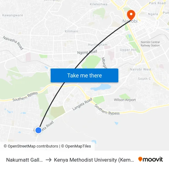Nakumatt Galleria to Kenya Methodist University (Kemu Hub) map