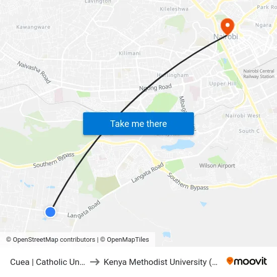 Cuea | Catholic University to Kenya Methodist University (Kemu Hub) map