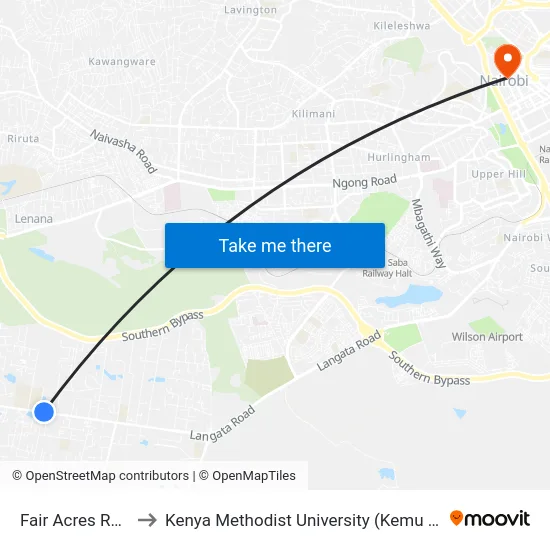 Fair Acres Road to Kenya Methodist University (Kemu Hub) map