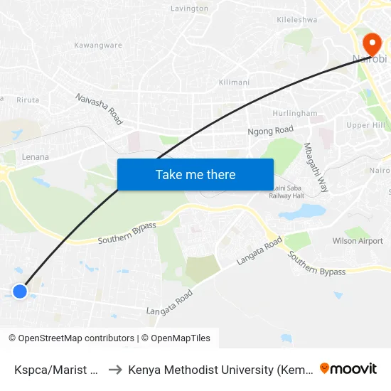 Kspca/Marist Lane to Kenya Methodist University (Kemu Hub) map