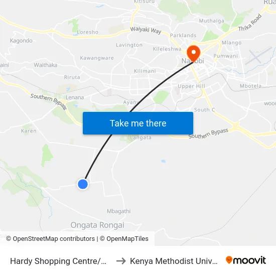 Hardy Shopping Centre/Hardy Police Station to Kenya Methodist University (Kemu Hub) map
