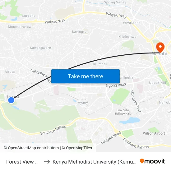 Forest View Mall to Kenya Methodist University (Kemu Hub) map