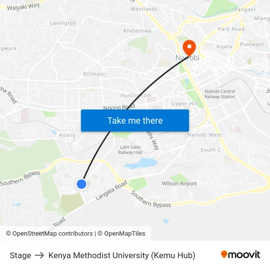 Stage to Kenya Methodist University (Kemu Hub) map