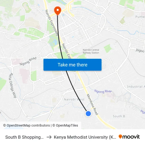 South B Shopping Centre to Kenya Methodist University (Kemu Hub) map