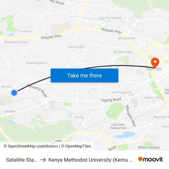 Satellite Stage to Kenya Methodist University (Kemu Hub) map