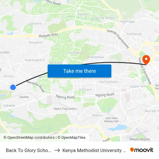 Back To Glory School/Sainty to Kenya Methodist University (Kemu Hub) map