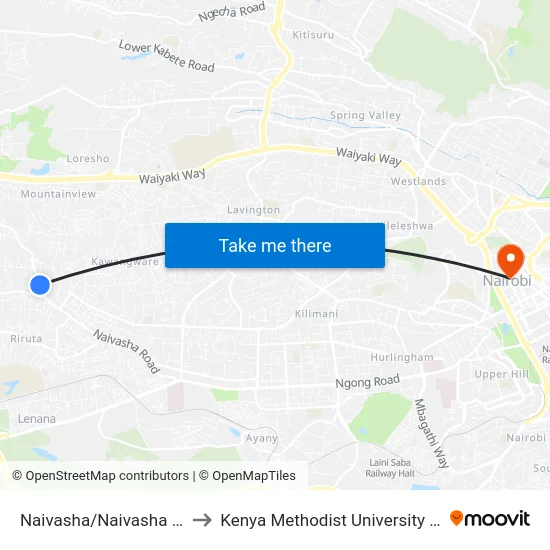 Naivasha/Naivasha Road Flat to Kenya Methodist University (Kemu Hub) map