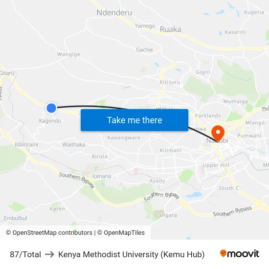 87/Total to Kenya Methodist University (Kemu Hub) map