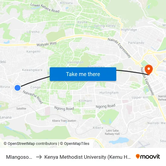 Mlangosoko to Kenya Methodist University (Kemu Hub) map