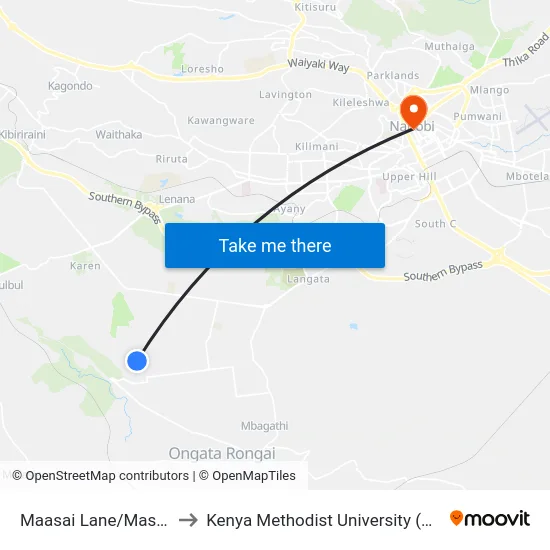 Maasai Lane/Masai West to Kenya Methodist University (Kemu Hub) map