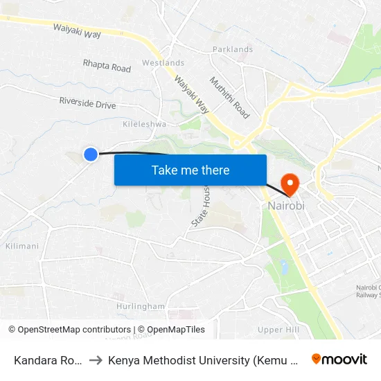 Kandara Road to Kenya Methodist University (Kemu Hub) map