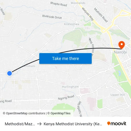Methodist/Mazeras to Kenya Methodist University (Kemu Hub) map