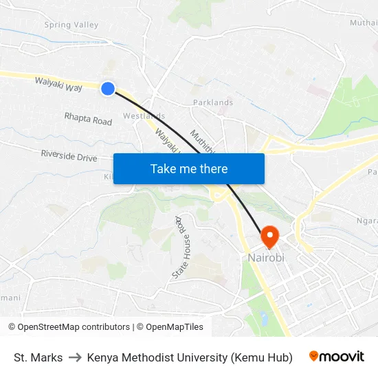 St. Marks to Kenya Methodist University (Kemu Hub) map
