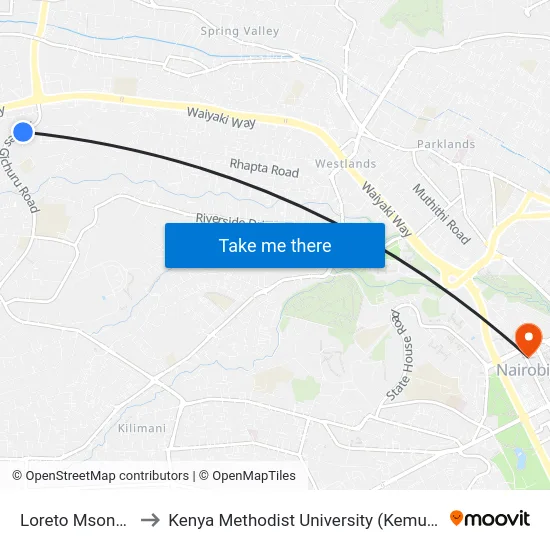 Loreto Msongari to Kenya Methodist University (Kemu Hub) map