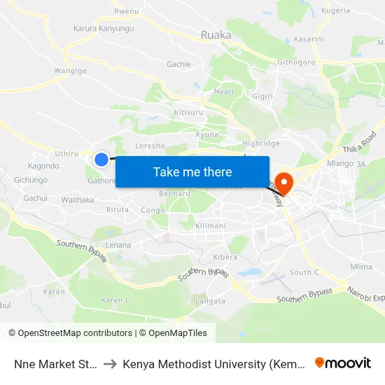 Nne Market Stage to Kenya Methodist University (Kemu Hub) map