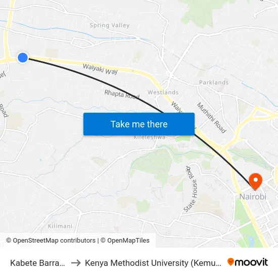 Kabete Barracks to Kenya Methodist University (Kemu Hub) map