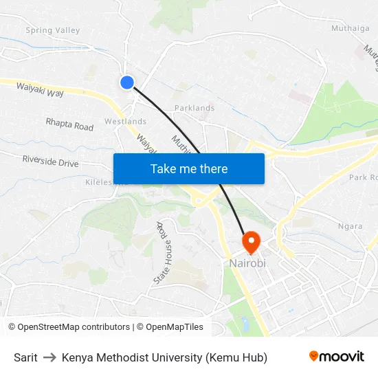 Sarit to Kenya Methodist University (Kemu Hub) map