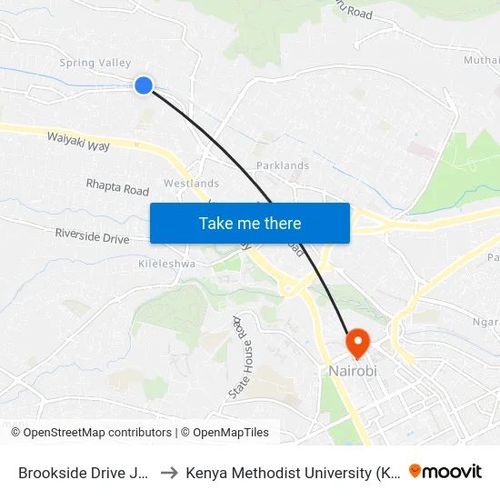 Brookside Drive Junction to Kenya Methodist University (Kemu Hub) map