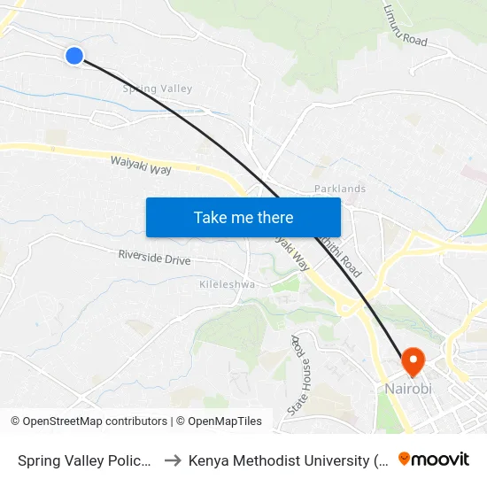Spring Valley Police Station to Kenya Methodist University (Kemu Hub) map