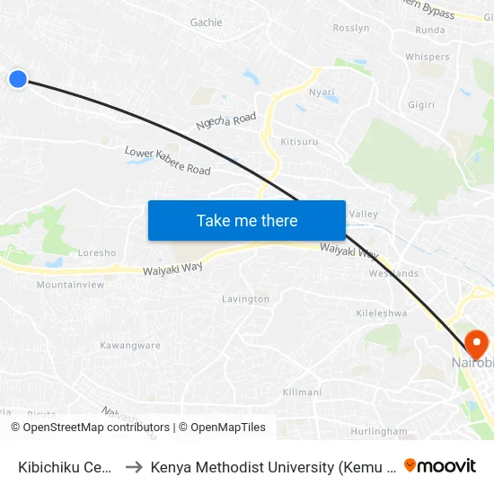 Kibichiku Centre to Kenya Methodist University (Kemu Hub) map