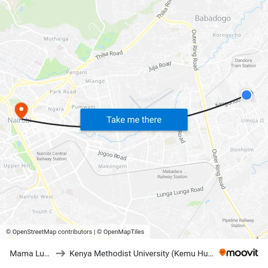 Mama Lucy to Kenya Methodist University (Kemu Hub) map