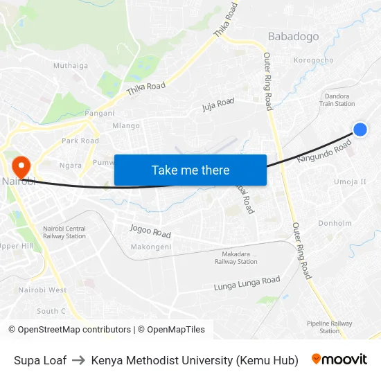 Supa Loaf to Kenya Methodist University (Kemu Hub) map