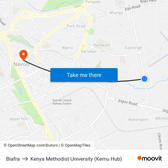 Biafra to Kenya Methodist University (Kemu Hub) map