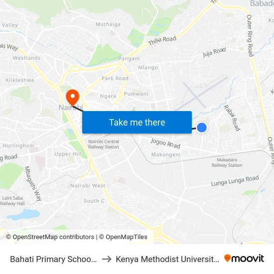 Bahati Primary School Kag Bahati to Kenya Methodist University (Kemu Hub) map
