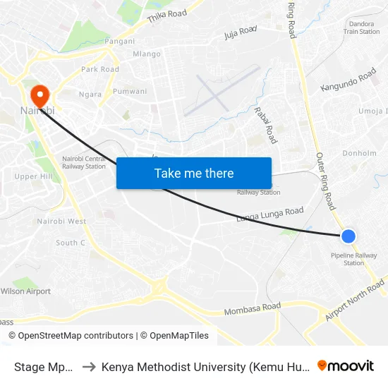 Stage Mpya to Kenya Methodist University (Kemu Hub) map