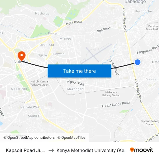 Kapsoit Road Junction to Kenya Methodist University (Kemu Hub) map