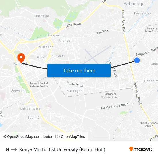 G to Kenya Methodist University (Kemu Hub) map