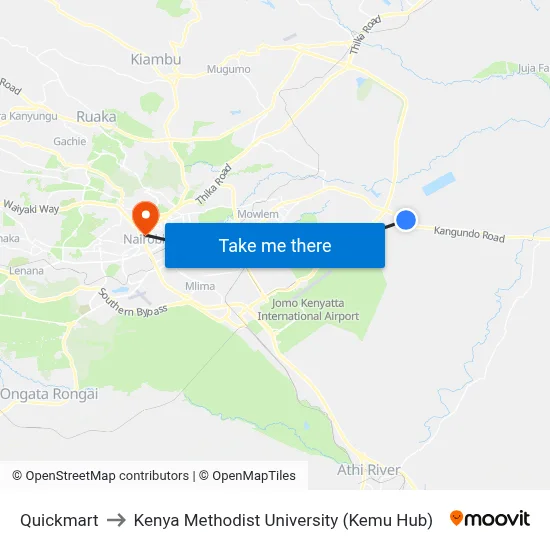 Quickmart to Kenya Methodist University (Kemu Hub) map