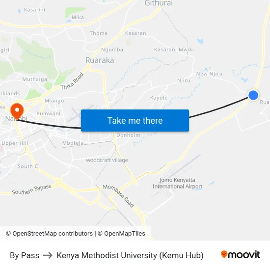 By Pass to Kenya Methodist University (Kemu Hub) map