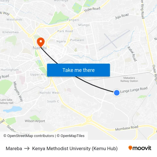 Mareba to Kenya Methodist University (Kemu Hub) map