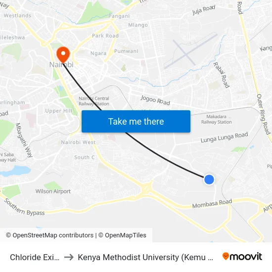 Chloride Exide to Kenya Methodist University (Kemu Hub) map