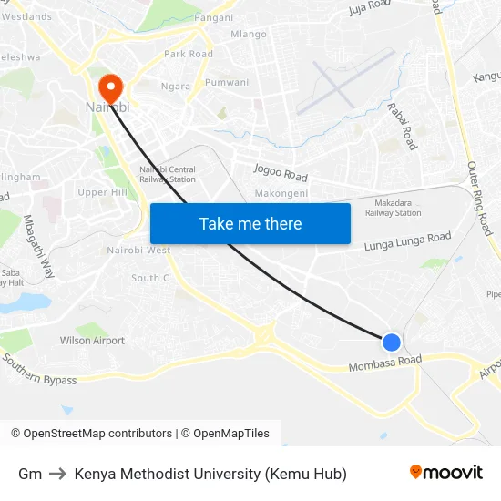 Gm to Kenya Methodist University (Kemu Hub) map