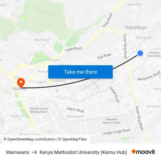 Wamwaris to Kenya Methodist University (Kemu Hub) map