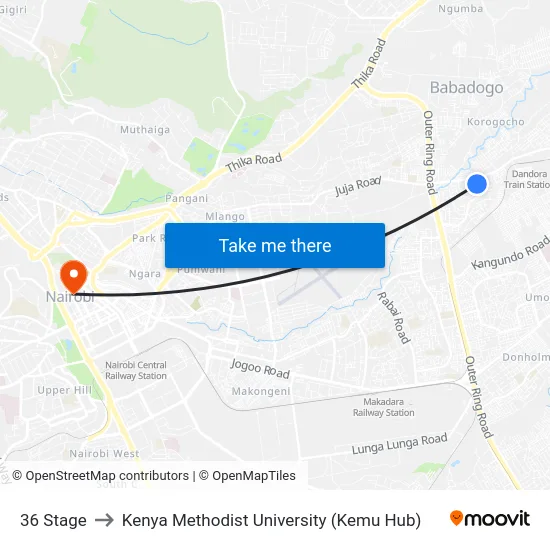 36 Stage to Kenya Methodist University (Kemu Hub) map